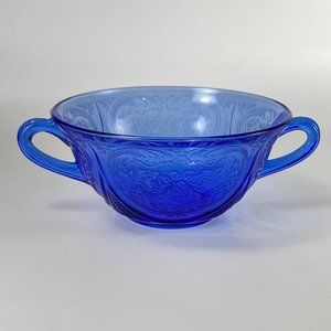 Vintage Hazel Atlas Glass Bowl Cobalt Blue Royal Lace Depression